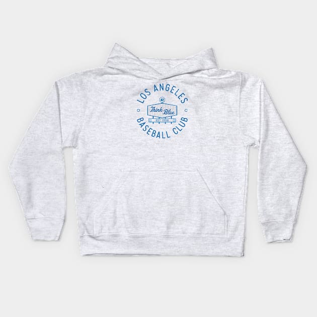 Retro LA Baseball Club Stadium Logo (Blue) Kids Hoodie by Double-Double Designs